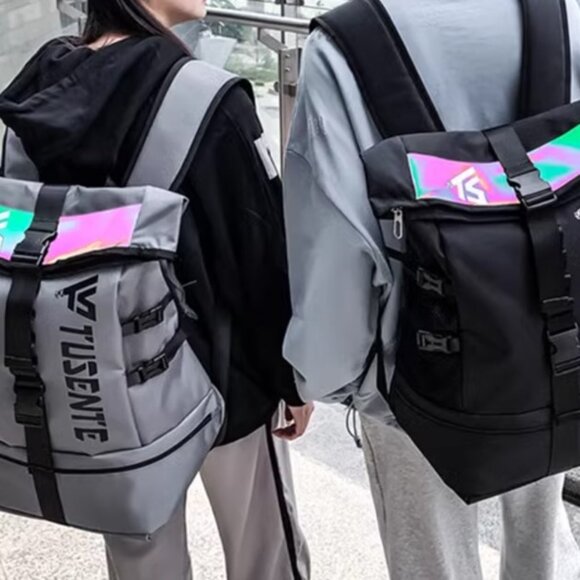 NEW! Large Storage Stylish Roll Top Backpack Gym Bag Travel Bag for Men or Women - Picture 4 of 11